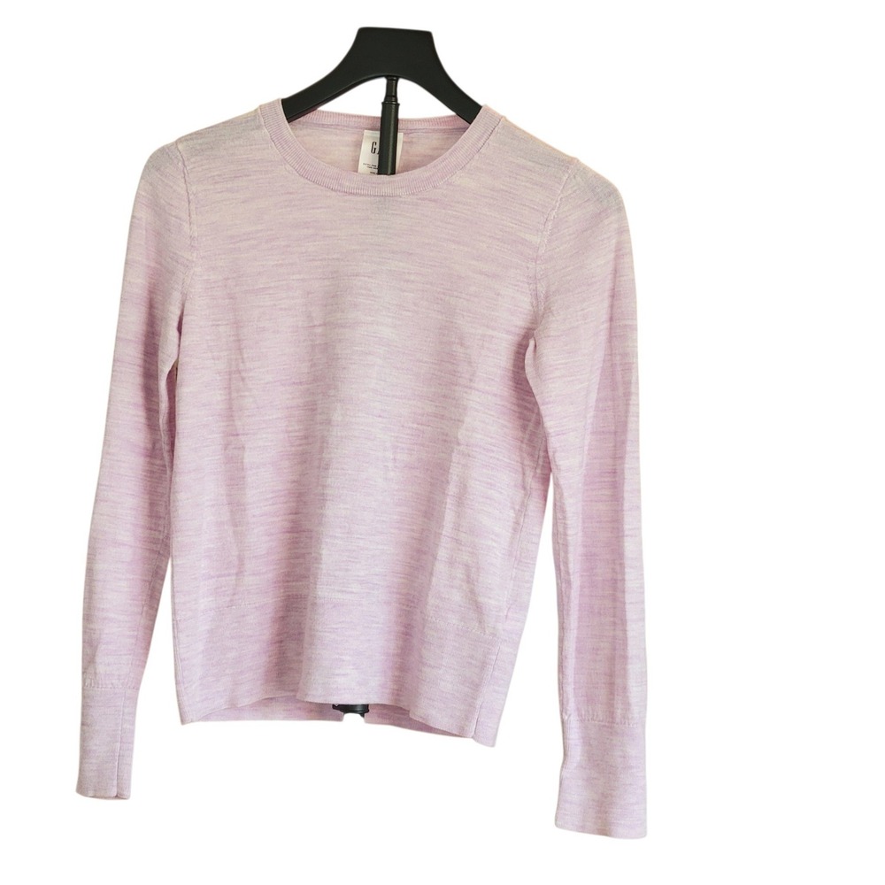 Gap Womens Extra Fine Merino Wool Sweater Small Lavender Pink Marl Minimalist